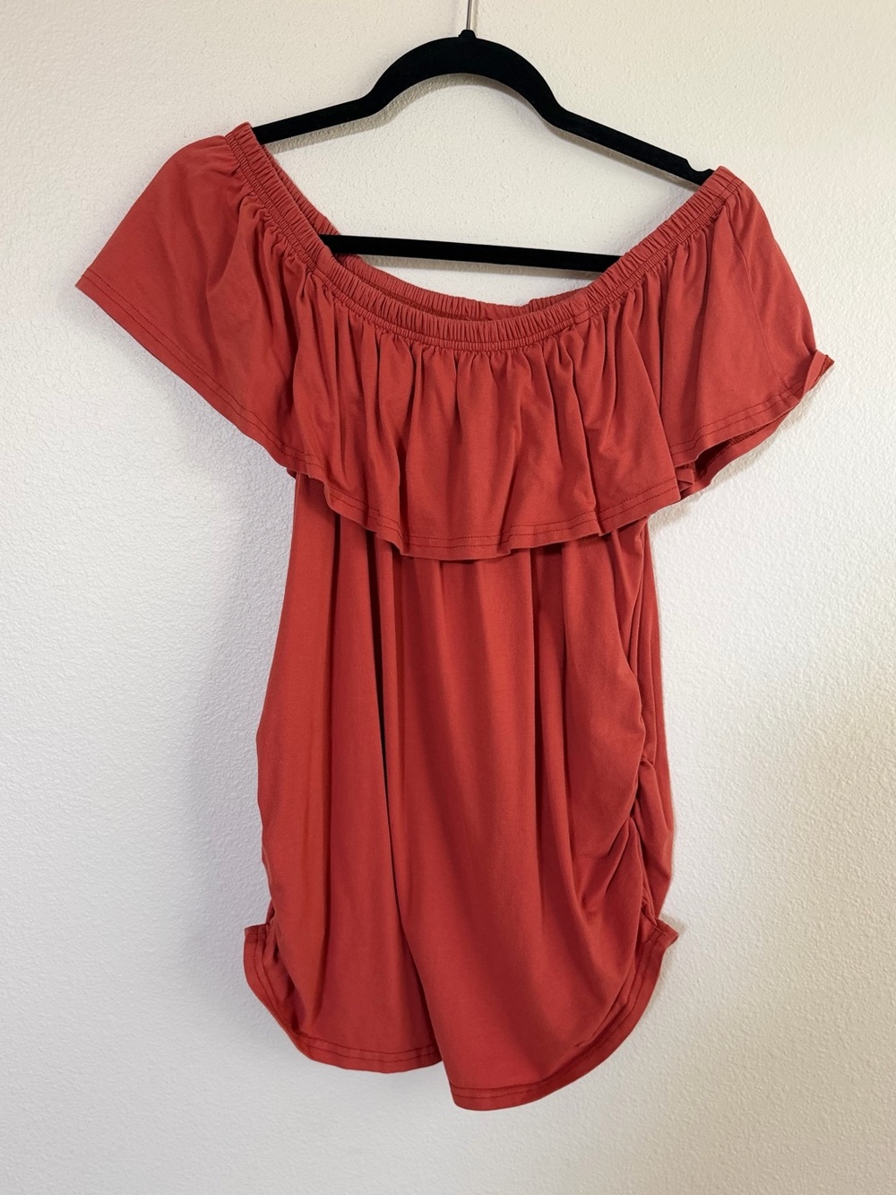 Off the Shoulder Maternity Ruffle Top - Picture 2 of 2